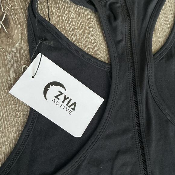 NWT ZYIA Black Effortless Tank Long XL Racerback Vented Tank Top Sleeveless - Picture 5 of 5
